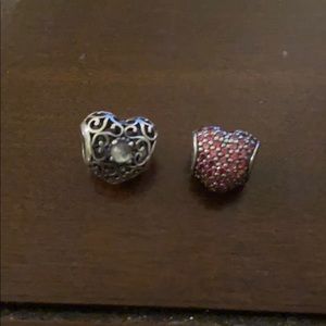 Lot of 2 Pandora Heart Charms